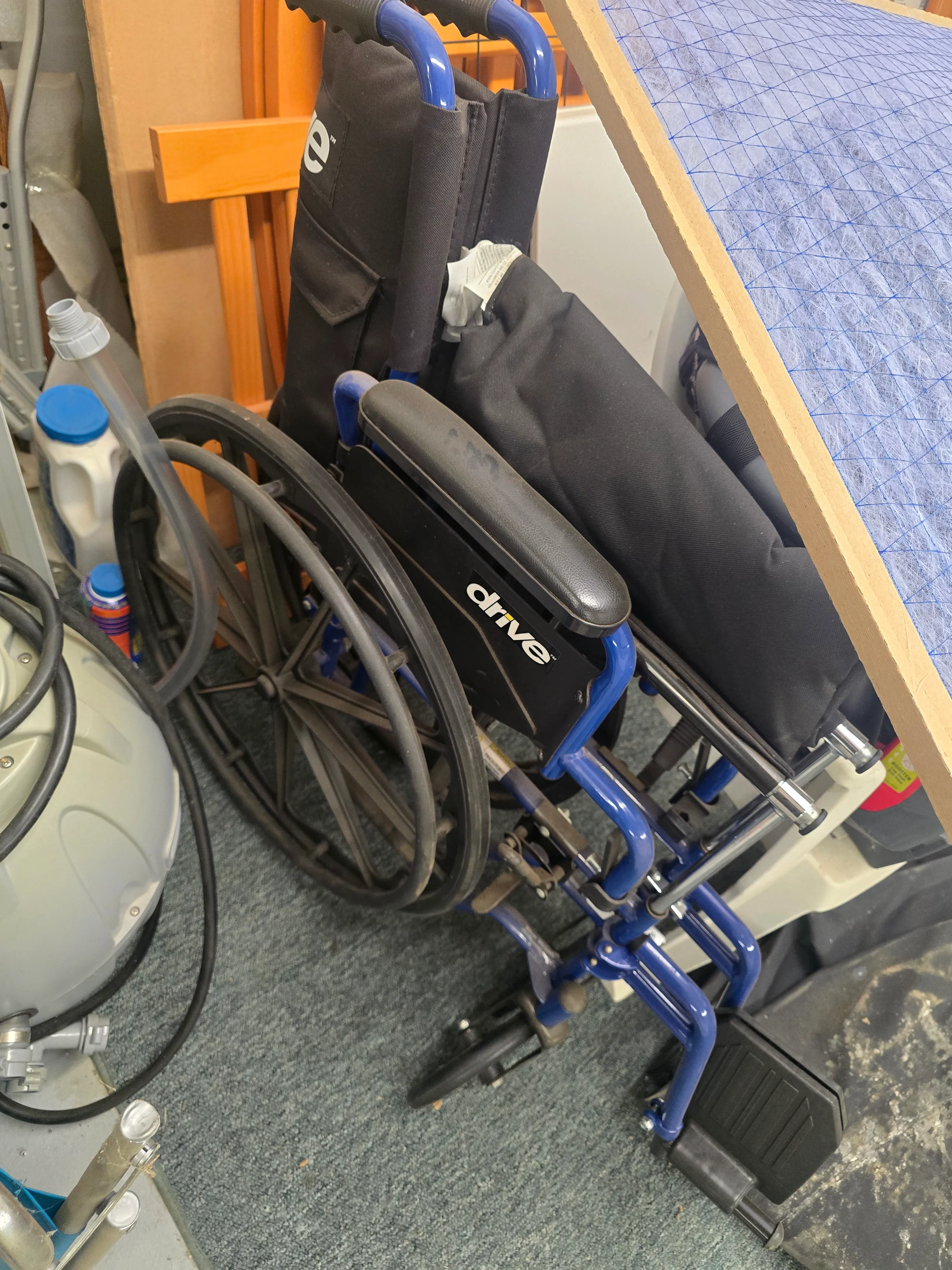 Drive Medical Blue Folding Manual Wheelchair - Lightweight & Portable